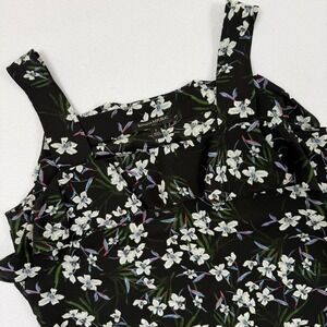 Banana Republic Black Floral Ruffle  Tank Top Blouse Small